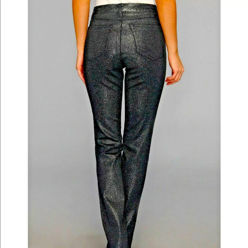 Jones New York Signature Navy Stretch Sparkle Lexington Straight Leg Jean